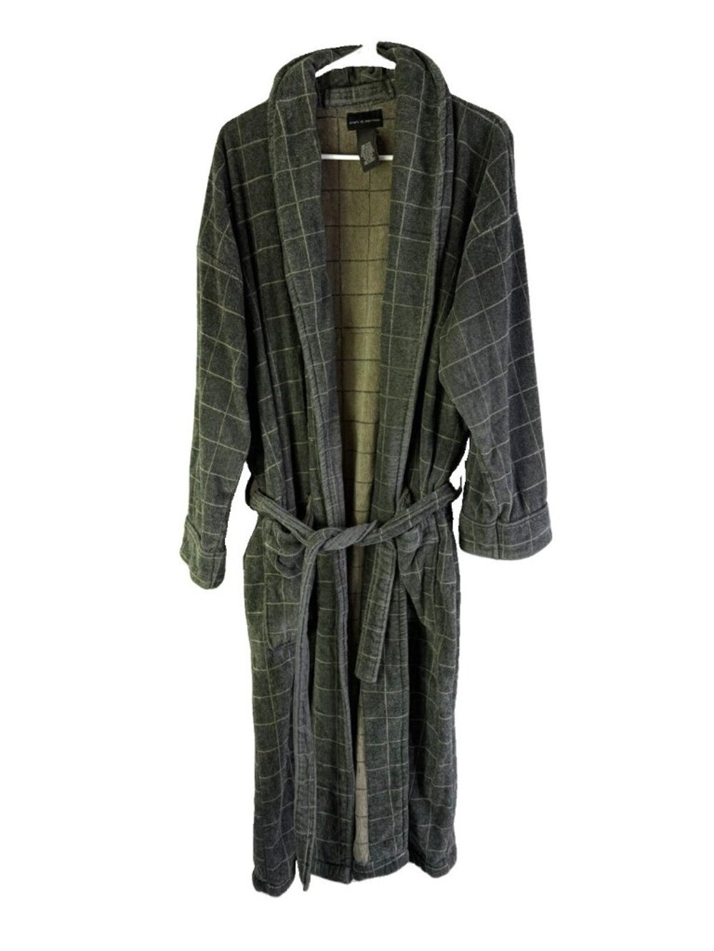 Vintage 90s Terry Cloth Bath Robe Plaid Cotton Streetwewar Faded
